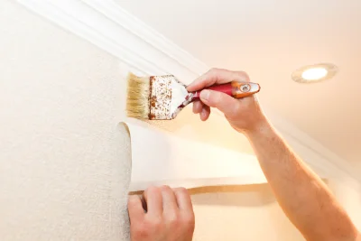 Pose de papier peint à Sazos — revêtements muraux et toiles de verre